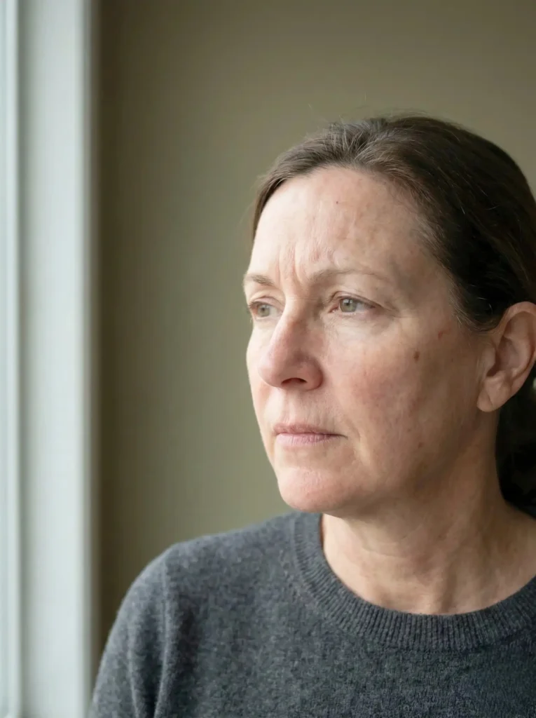 acne scars on a middle aged woman